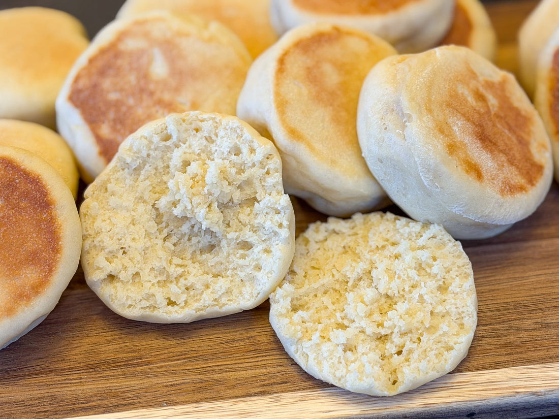 Overnight Kamut Sourdough English Muffins